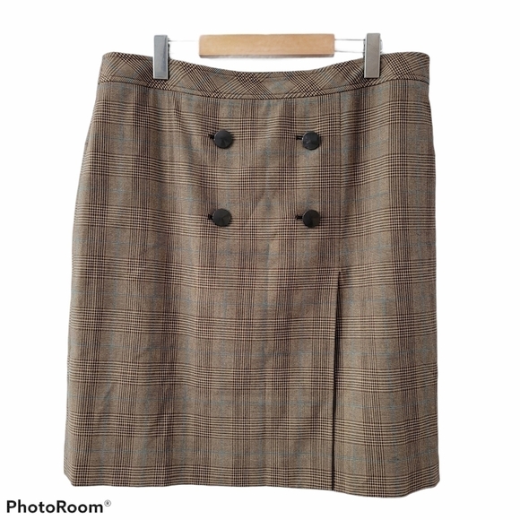 Plaid tweed midi mini lined A line shirt tartan skirt sz 14 - Picture 1 of 8